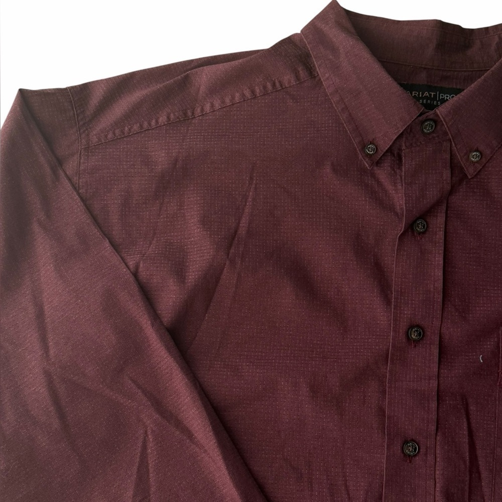 Ariat Pro Series Button Down Long Sleeve Shirt‎ Men's XXL burgundy Lightweight - Picture 2 of 16